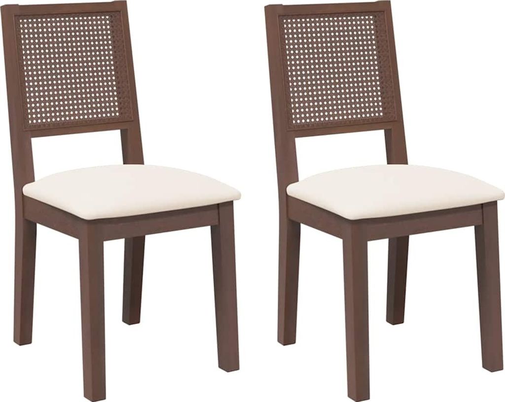 Esszimmerstühle mit Kissen 2 Stk. Braun Massivholz Gummibaum