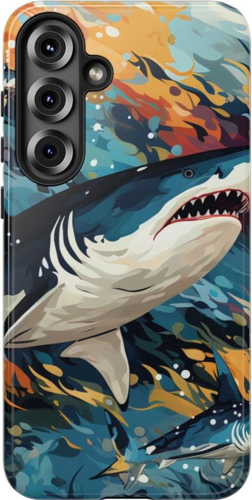 Abstrakte Haie in dynamischen Wellen – Hülle Kompatibel mit Samsung Galaxy S25 Plus