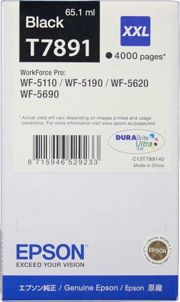 Epson Tintenpatronen T7891 Schwarz XXL (65,1ml) Produktbild 