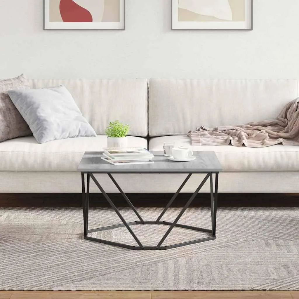Tavolino A Forma Di C GIANTEX – 45,5 X 25,5 X 64 Cm, In Legno E Metallo, Design Salvaspazio Per Divano, Letto O Laptop, Colore Rovere Grigio