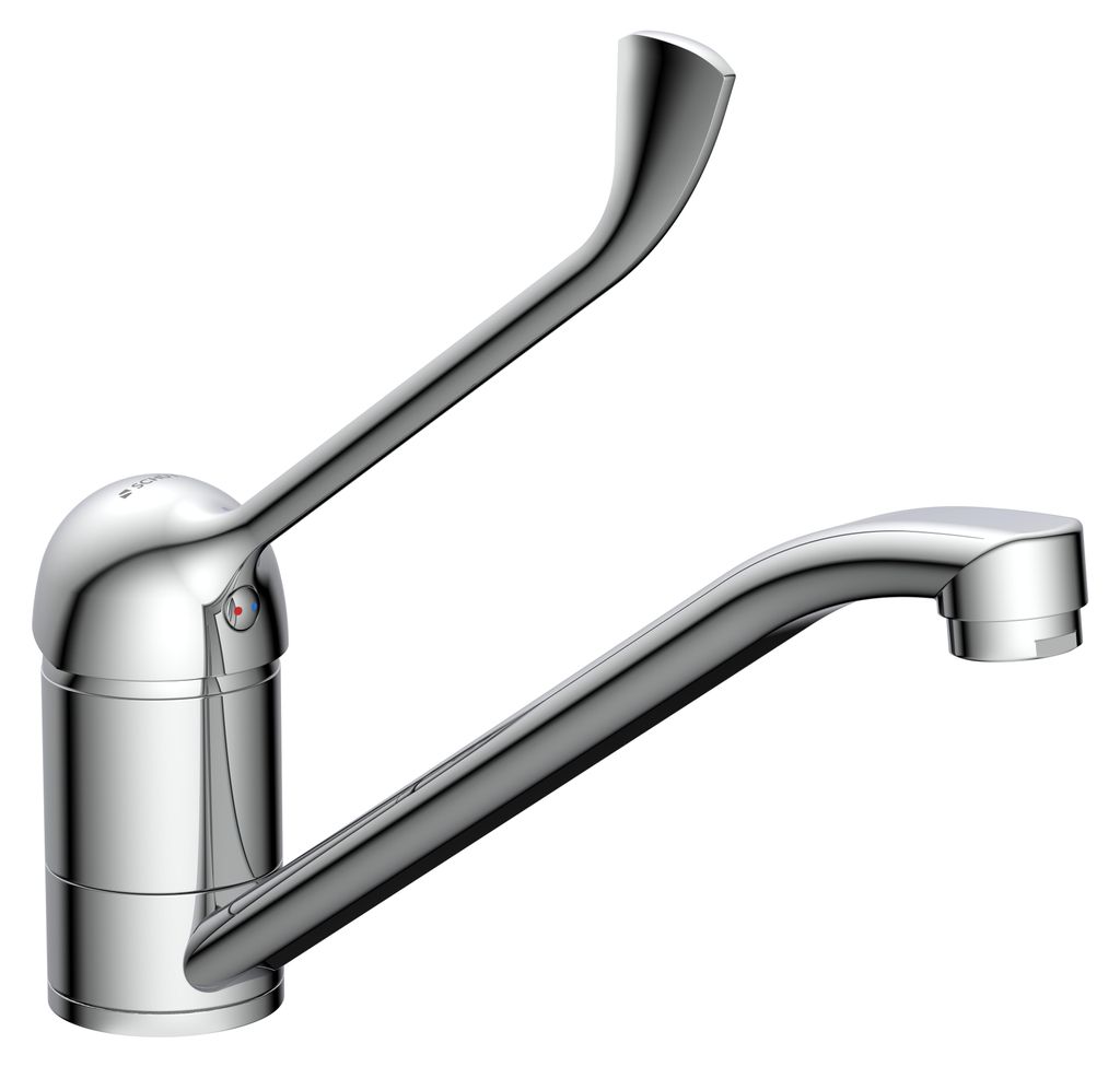 SCHÜTTE Küchenarmatur VITAL, Wasserhahn Küche mit verlängertem Hebel, schwenkbare Mischbatterie Küche, Spültischarmatur Chrom