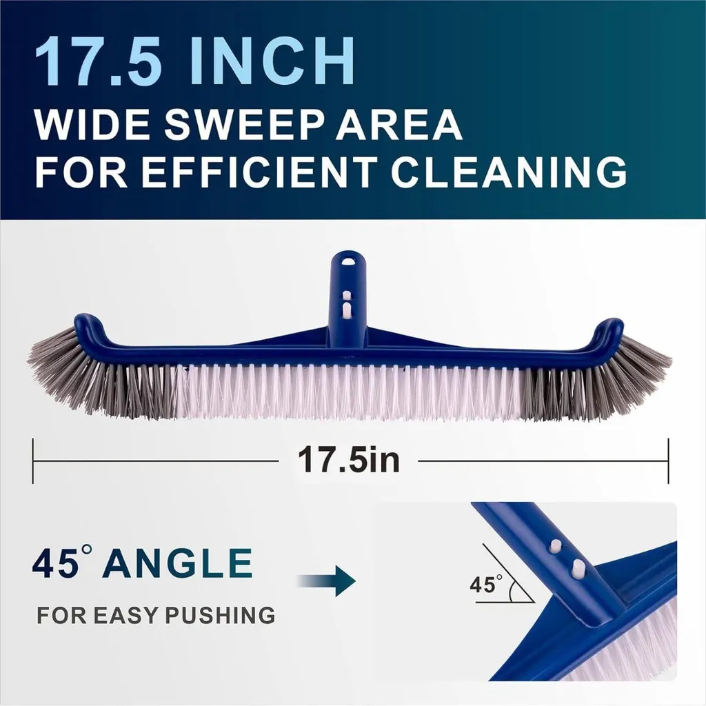 Brosse de piscine 43cm anti-algues en nylon avec support ABS durable