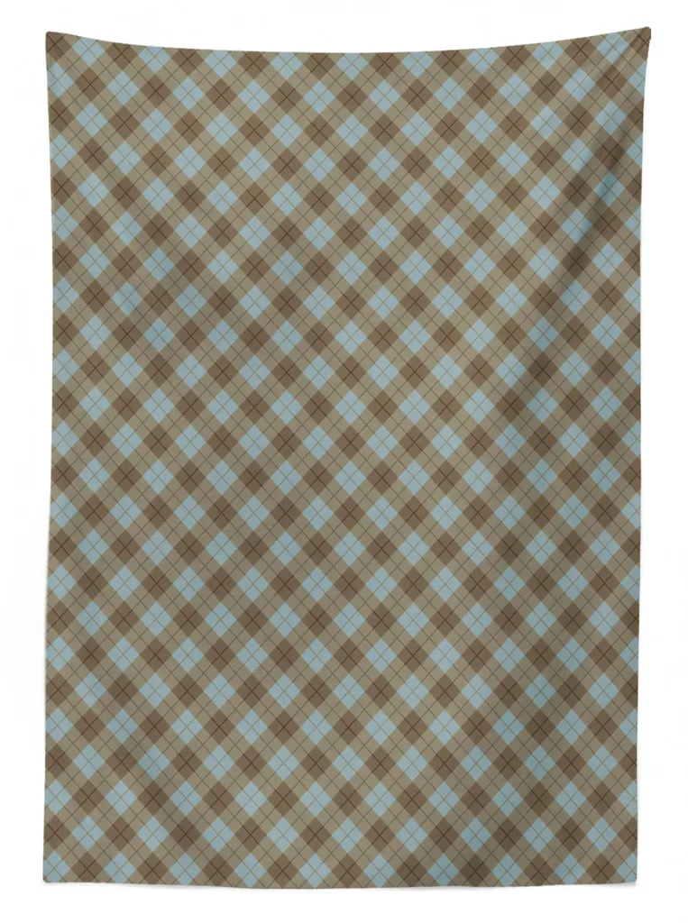 ABAKUHAUS Tovaglia a quadri marroni, tartan bicolore ripetuto, resistente allo sporco grazie alla più moderna tecnologia di stampa, lavabile, colori chiari, 140 x 200 cm, blu ardesia chiaro, marrone chiaro scuro - 2