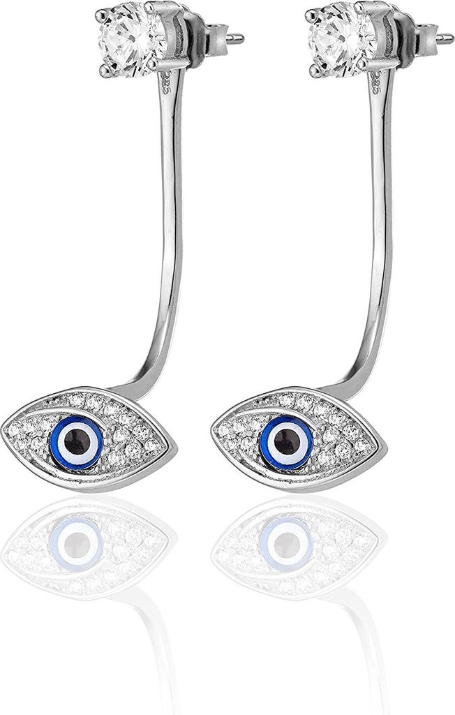 Karisma Damen Silber 925 Ohrstecker Zrikonia Ear Cuff Nazar Auge Blau Zirkonia - Silber Rhodiniert