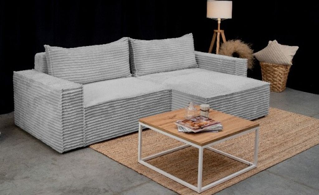 Kaiser Möbel Hugoo-Ecksofa mit Schlaffunktion, L-förmiges stoff Velo Grau Rechts