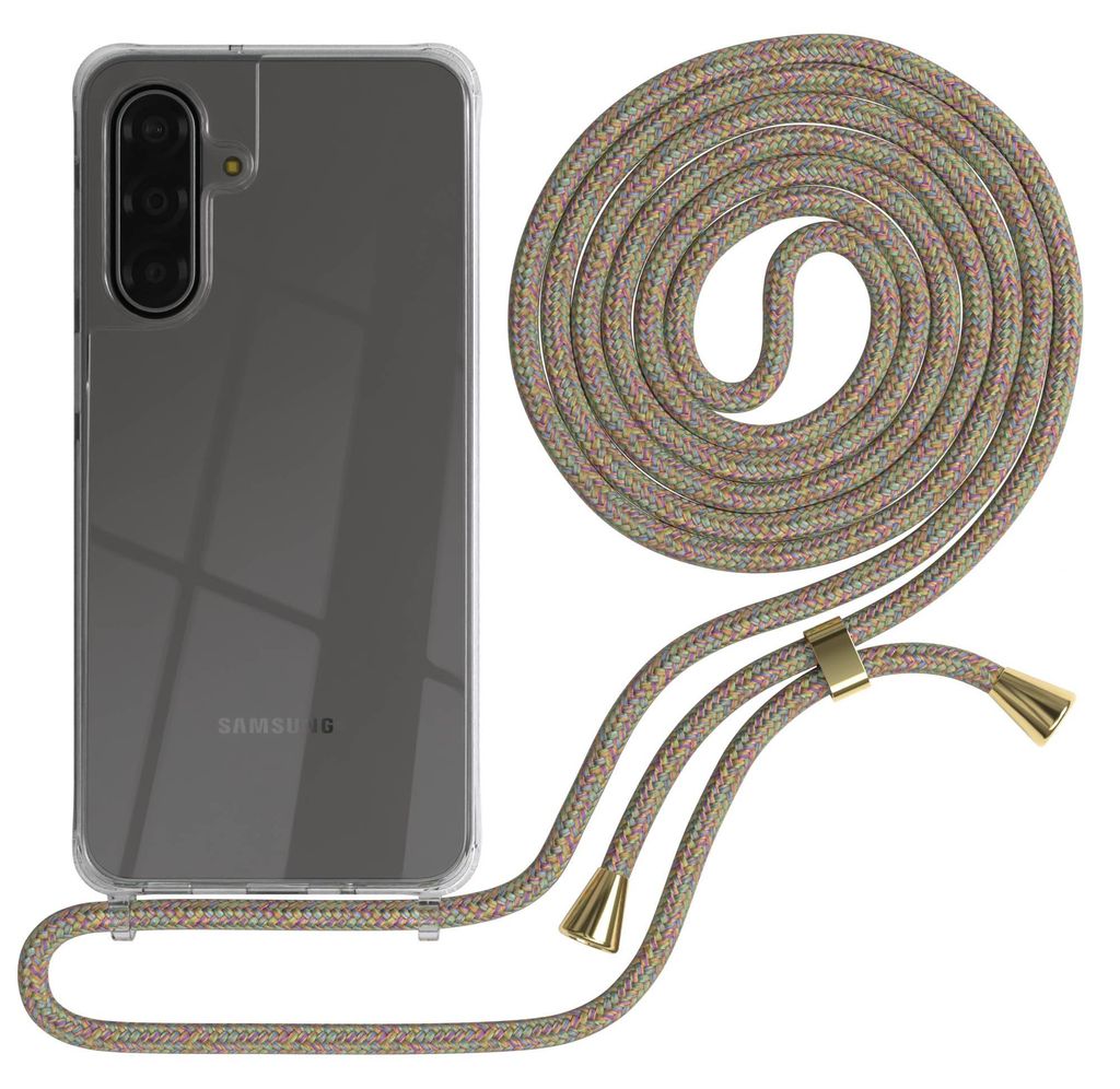 EAZY CASE Handykette kompatibel mit Samsung Galaxy A17, Handyhülle mit Umhängeband, Handykordel, Schutzhülle Clear, Band in Bunt