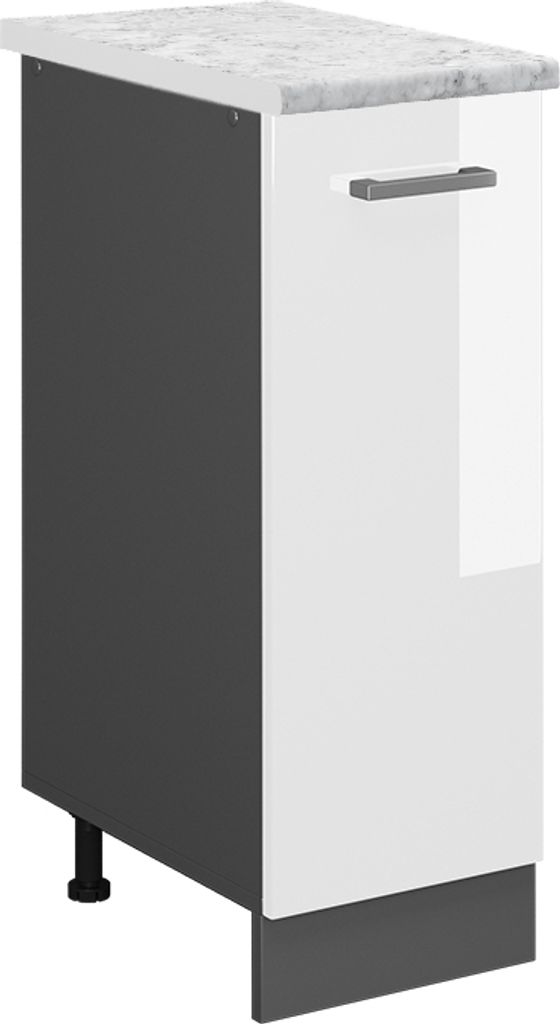 Apothekerschrank Vicco R-Line Weiß Hochglanz 30 cm AP Marmor, Model 45843