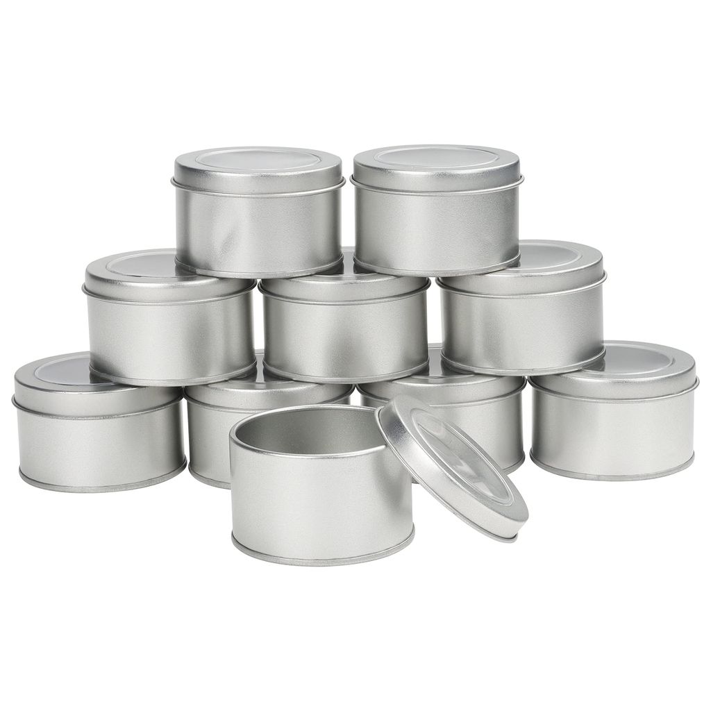 Kurtzy 10Stk Blechdose mit Deckel Rund Silber - Kleine Dose mit Deckel Metall 6,5x4cm – Blechdosen Metalldosen Leer – Metallbox Blechdose Rund ...