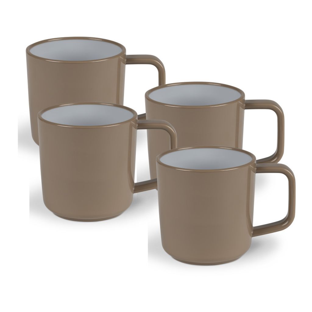 Picknick-Geschirr Melamin Camping Geschirr rustikales 4er Set Tassen beige