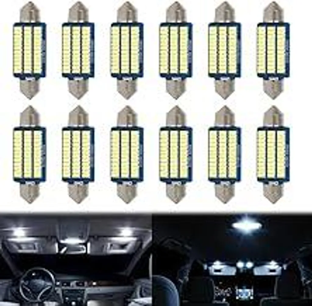 Illuminazione interna LED A-u-t-o, 12 pezzi Illuminazione interna Plug and Play LED A-u-t-o, illuminazione interna 12V per auto 39 mm