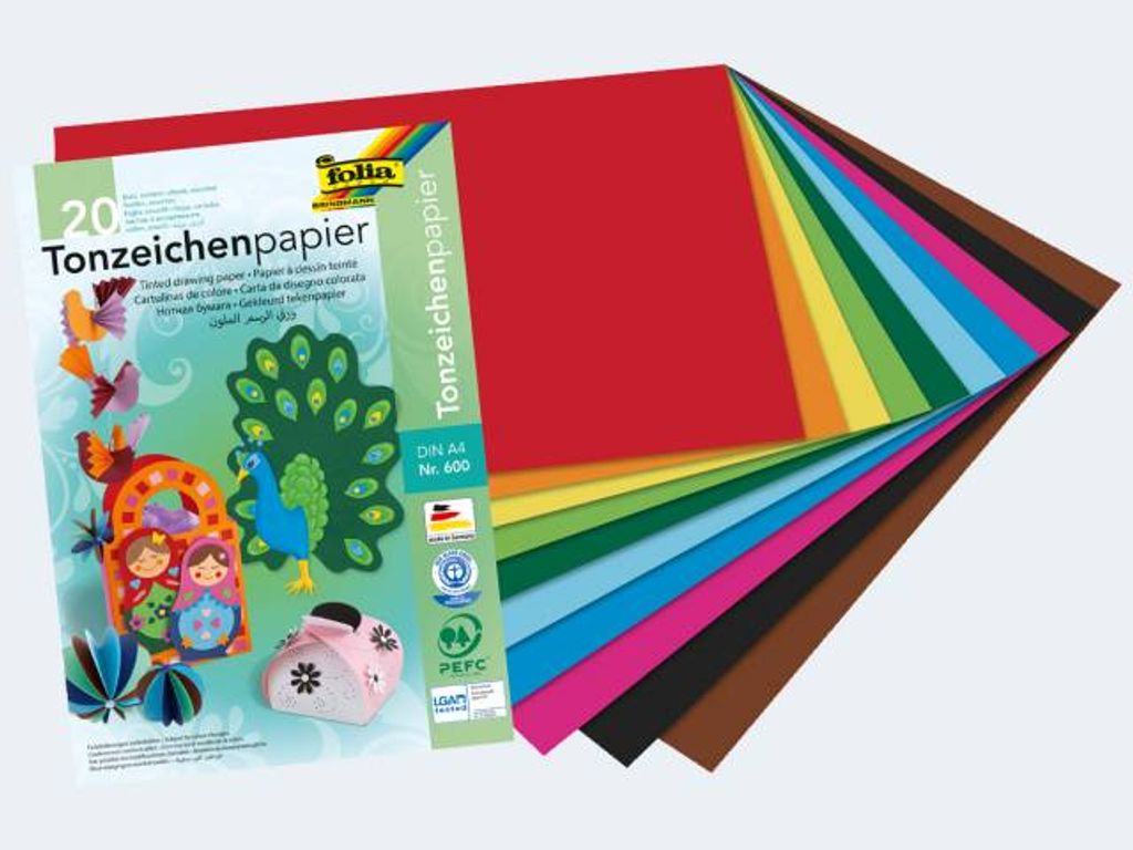 Glorex Tonzeichenpapierblock 130g/m² sortiert A4, 20 Blatt Produktbild 4