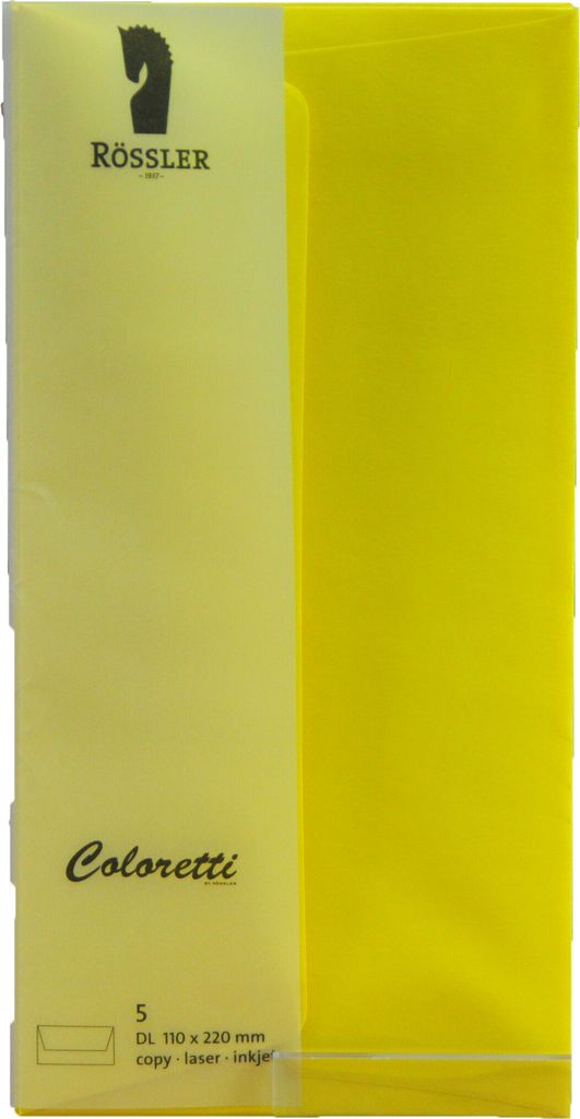 Rössler Papier 220702543 Coloretti Briefumschläge - DL, 5 Stück, goldgelb