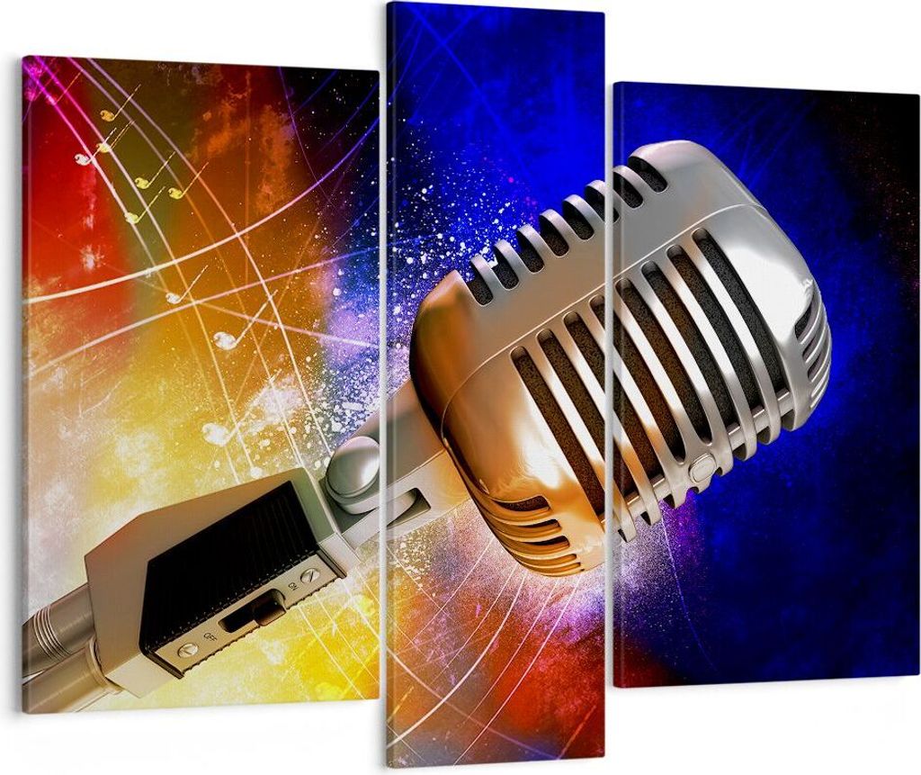 Bild auf Leinwand - Leinwandbild - Mikrofon Musik Sänger - 95x80cm - Wand Bild - Wanddeko - Leinwanddruck - Bilder - Kunstdruck - Wanddekoration -...