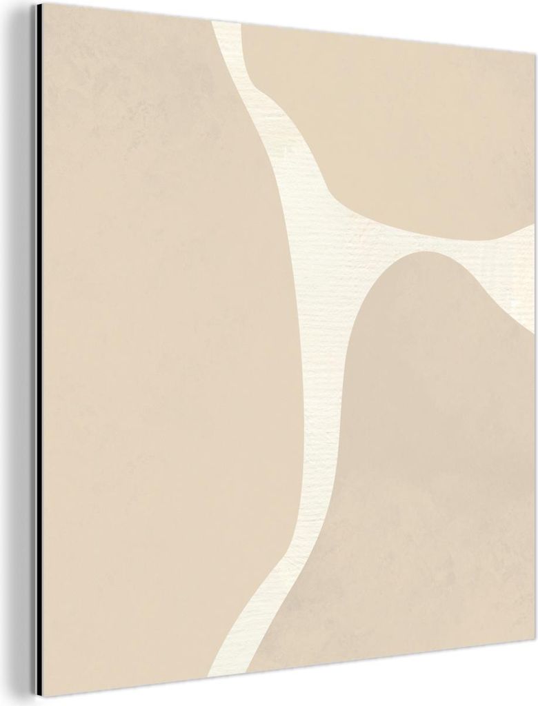 MuchoWow Wanddekoration Metall Metallbild Wandkunst 90x90 cm Abstrakt - Beige - Moderne Kunst MuchoWow Aluminium Gemälde - Dekoration - Industrial...