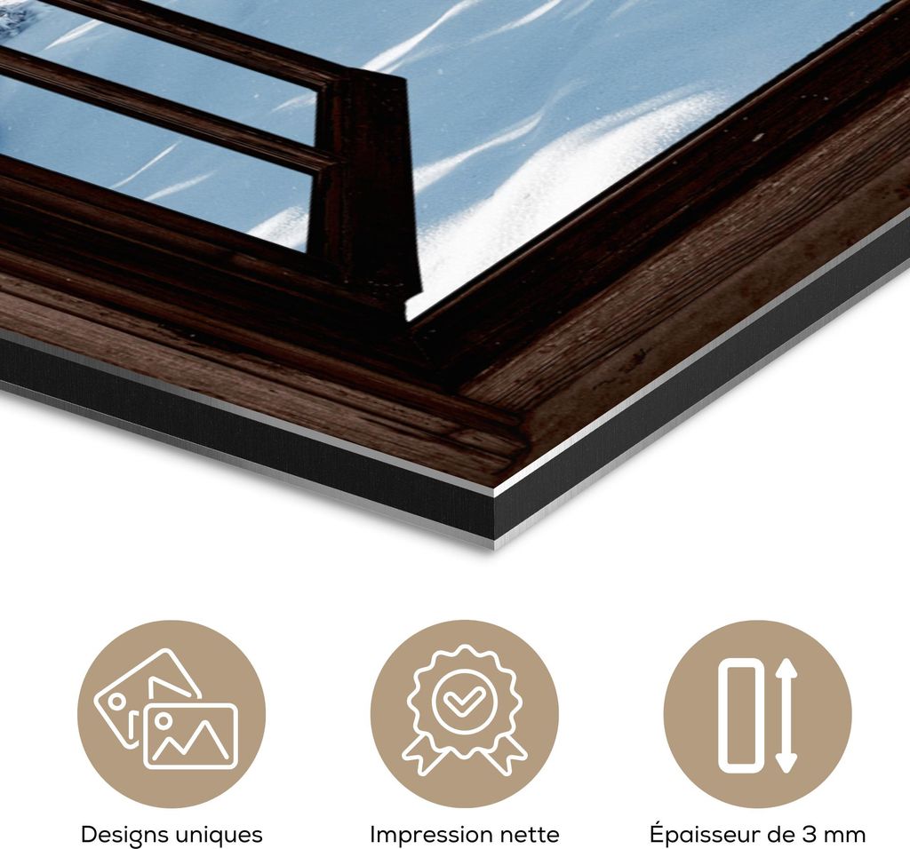 MuchoWow Wanddekoration Metall Metallbild Wandkunst 90x120 cm Winter - Landschaft - Natur - Berg - Bäume - Aussicht - Ansichten MuchoWow Aluminium...