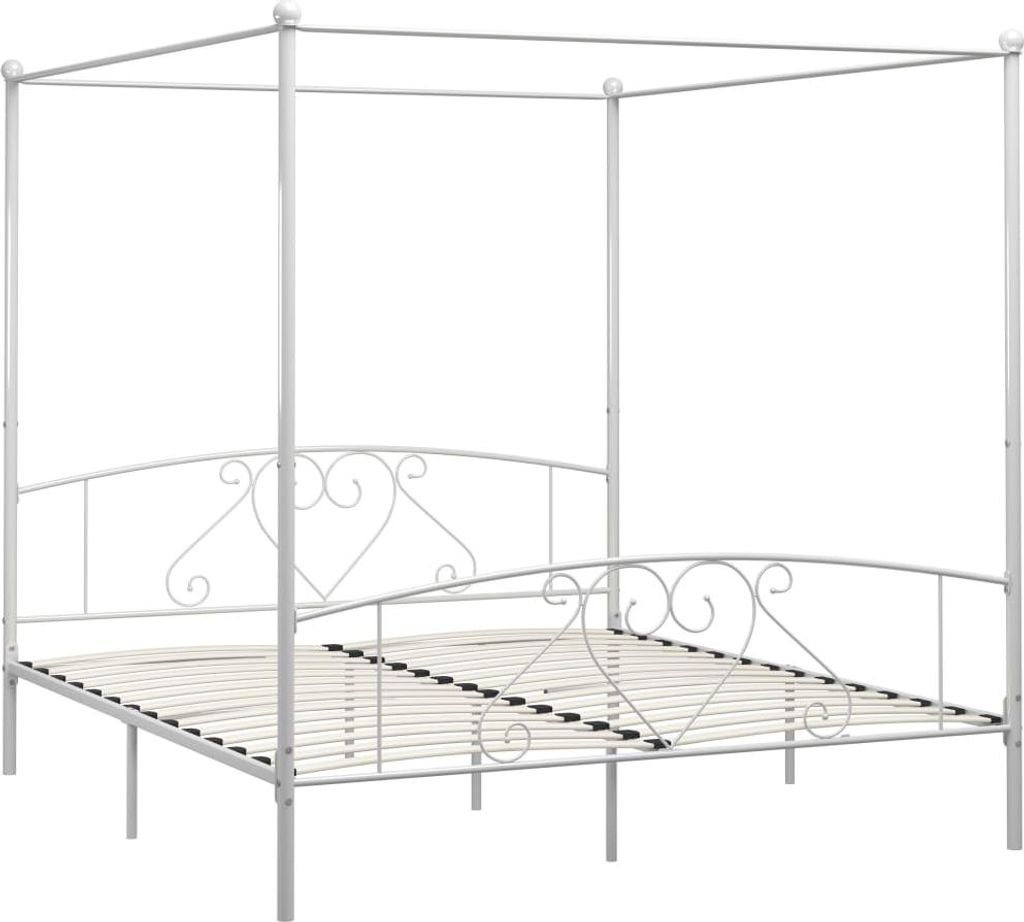 vidaXL Himmelbett-Gestell Weiß Metall 180 x 200 cm Produktbild 