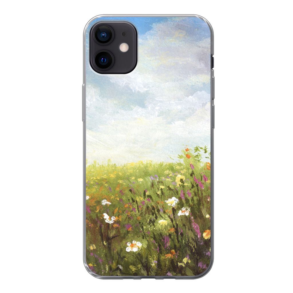 MuchoWow Handyhülle Schutzhülle Hülle für iPhone 12 mini Sommer - Blumen - Ölfarbe Silikon Softcase Handy Hülle - Bild