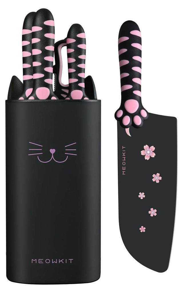 Messenset kattenblok - 5-delig - Roze en zwart - Productafbeelding 