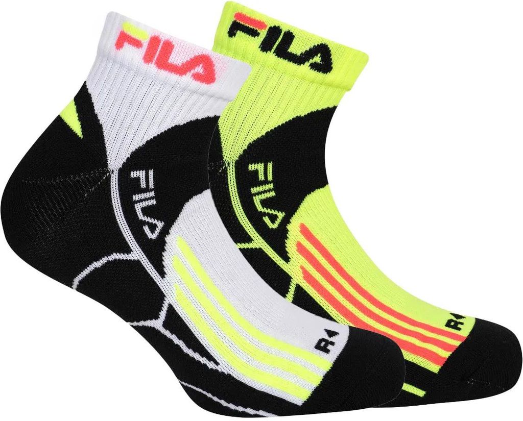 Fila 2er-Pack Quarter Laufsocken Weiß-Gelb-Fluo 39-42