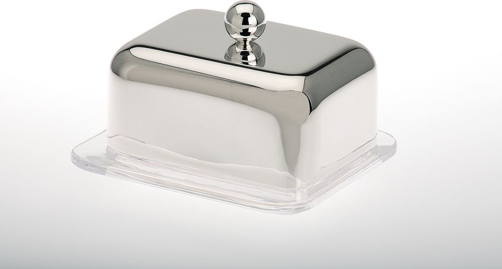 Butterdose 1/4 Pfund mit Glaseinsatz versilbert 10,0 x 9,0cm H 5,5cm
