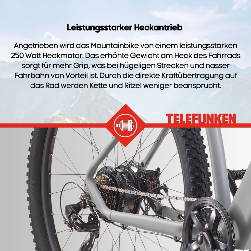 Telefunken MTB E-Bike Mountainbike für Herren und Damen | Produktbild 7