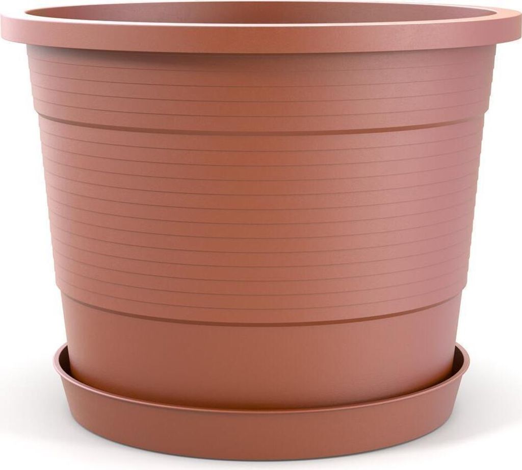 Plastard Blumentopf Terra Ø 54 cm mit Untersetzer Terrakotta Pflanzkübel mit Überlauf
