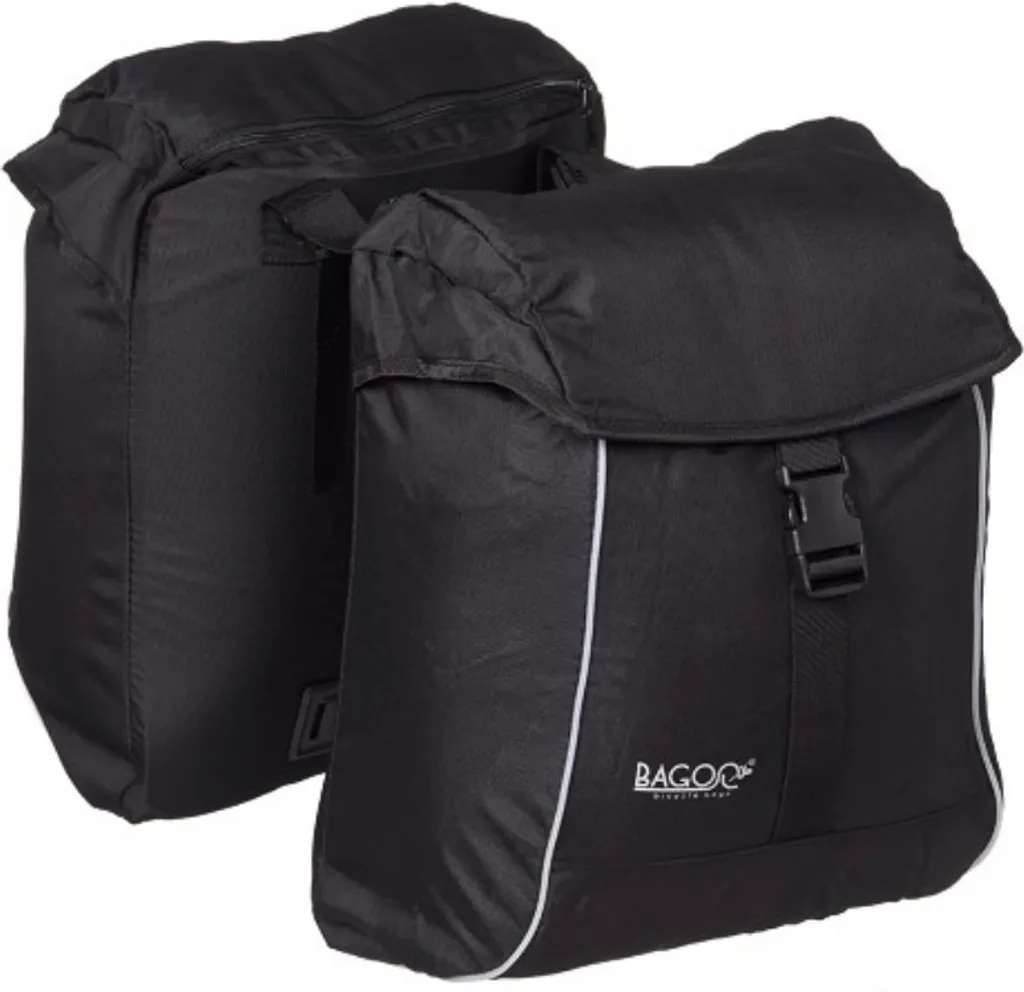 Sac vélo double Bagoo 17L pour vélotaf et courses - Sacoche légère noire