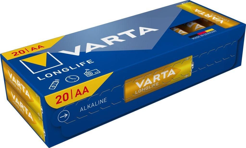 VARTA Longlife Alkaline-AA-Batterien LR06, 20er-Packung