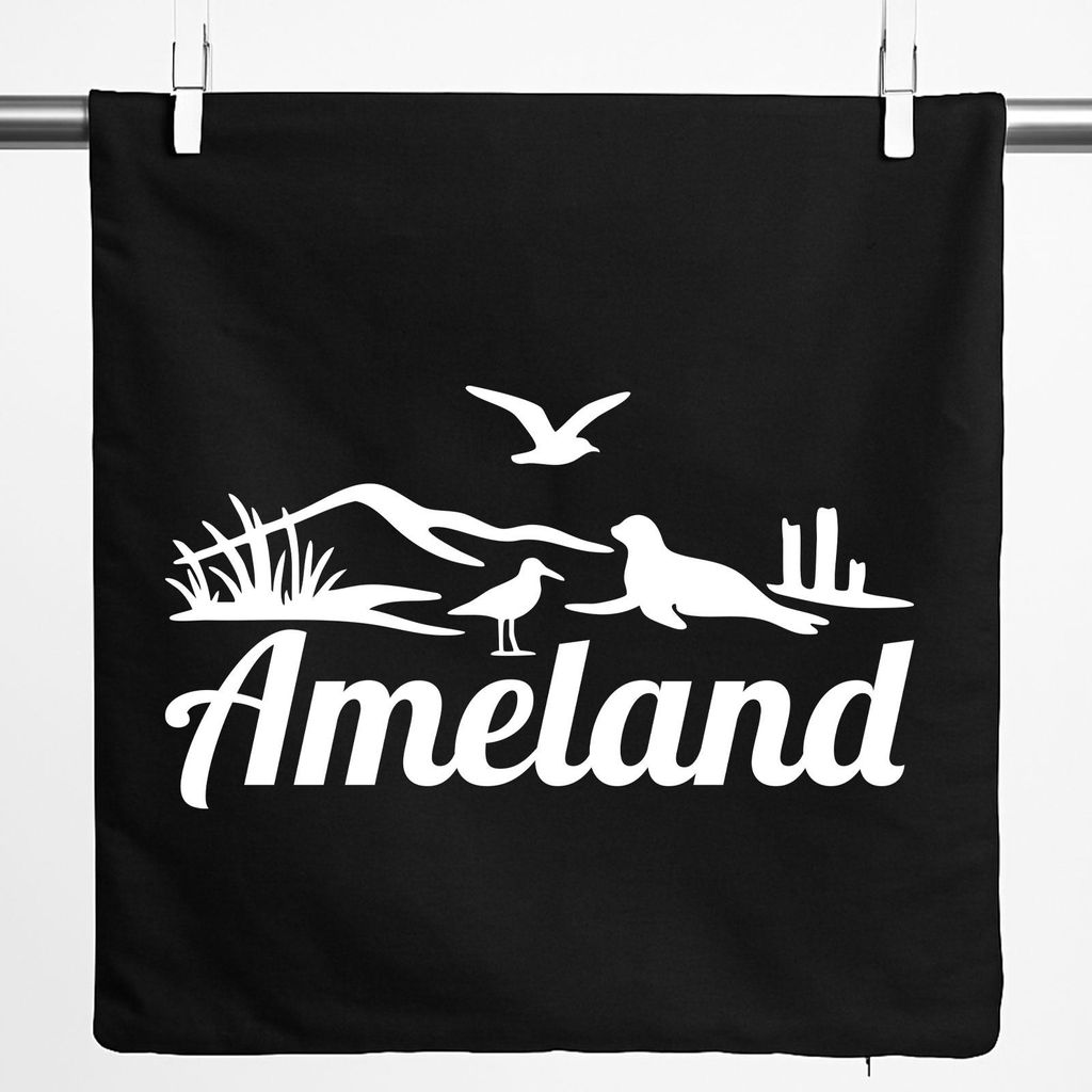 Huuraa Kissenbezug Ameland Niederlande 40x40cm Black Baumwolle Dekokissenbezug Geschenkidee