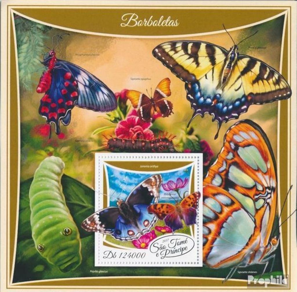 Briefmarken Sao Tome e Principe 2017 Mi Block 1334 (kompl. Ausgabe) postfrisch Schmetterlinge
