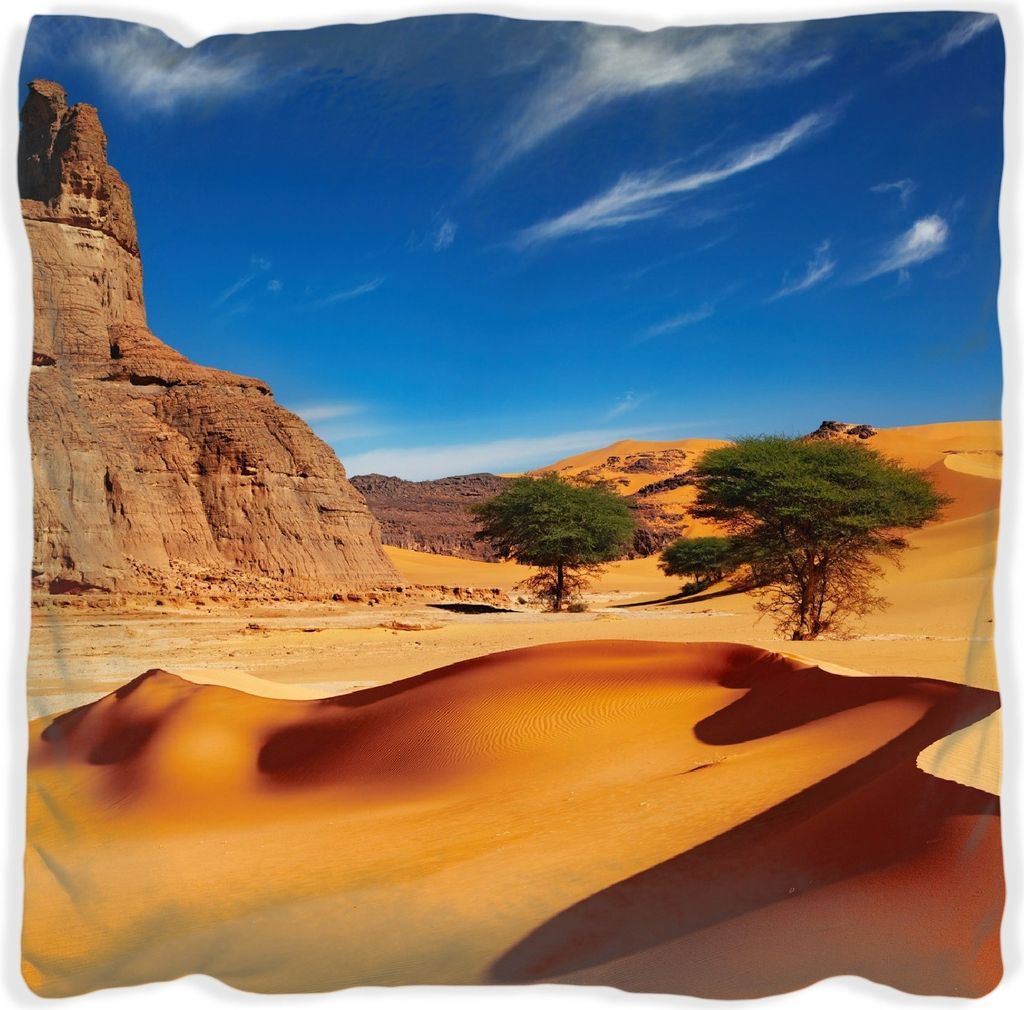 Wallario Premium Kissen, weiche Oberfläche, mit Motiv In der Wüste Sahara, Größe: 60 x 60 cm, mit weißer Rückseite