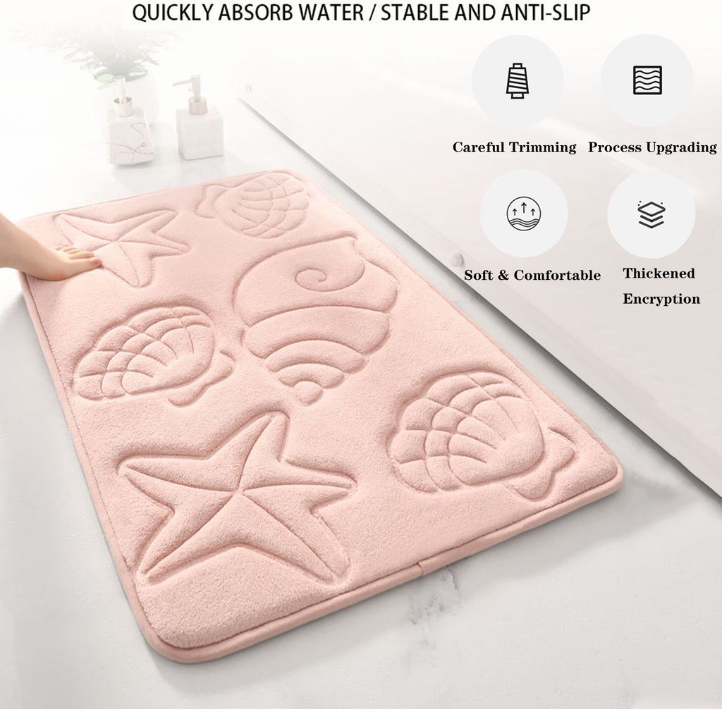 1 Stš¹ck Weiche Badematten, 40x60 cm Rutschfeste Saugf?hige Teppiche Rug fš¹r Badezimmer Wohnzimmer Schlafzimmer, Farbe: Pink