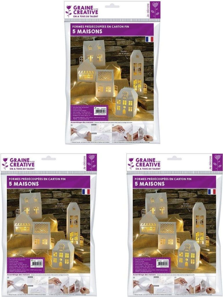 15 weiße Häuser zum selber zusammenbauen 19 x 5,5 x 4,5 cm