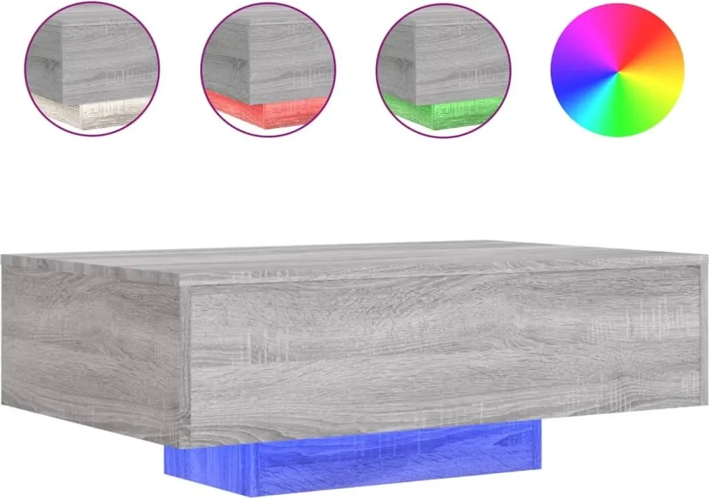 Tavolino Grigio Sonoma SYFAX™ con LED - 85x55x31 cm Design Soggiorno