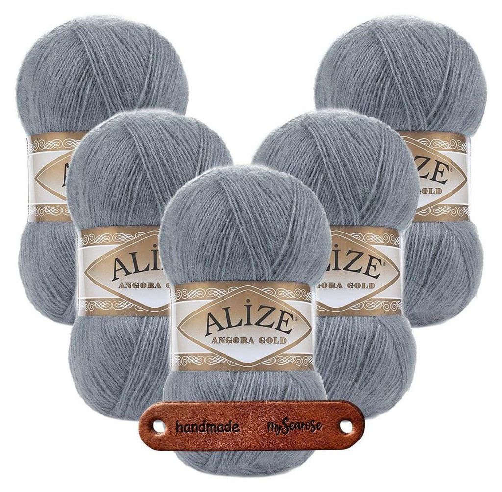 5 x ALIZE Angora Gold 87 Coal Grey mit Label Produktbild 