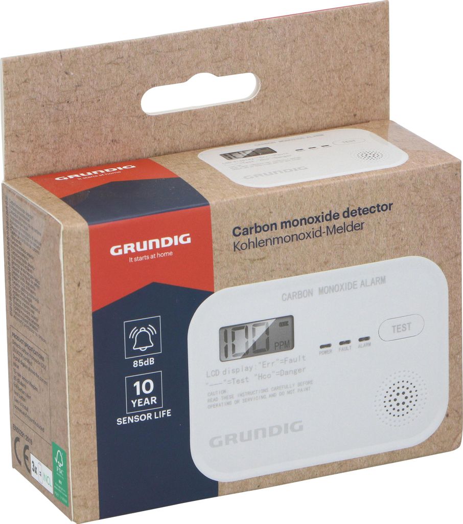 Grundig Kohlenmonoxidmelder  11.1 x 8 x 3.8 cm  11.1 x 8 x Produktbild 