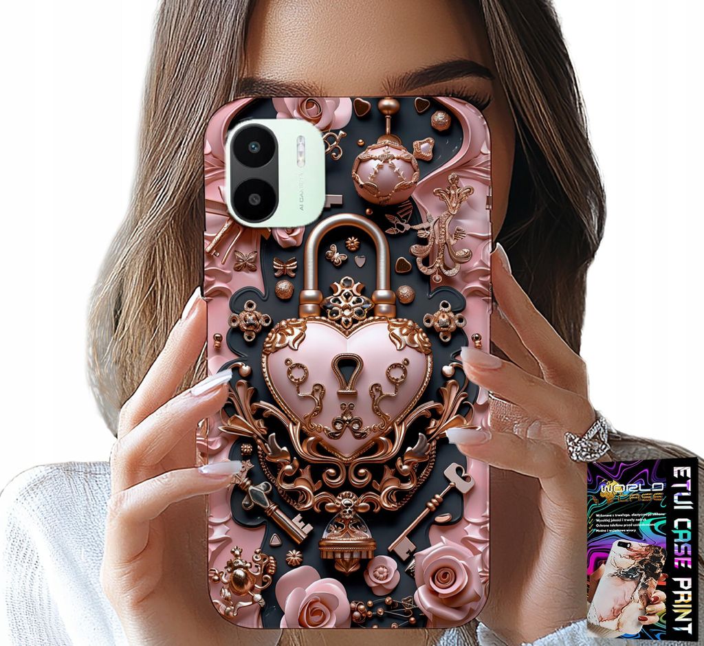 Hülle Für Xiaomi Redmi A1 - Feminine, Modische Designs, Vorhängeschloss Herz Rose