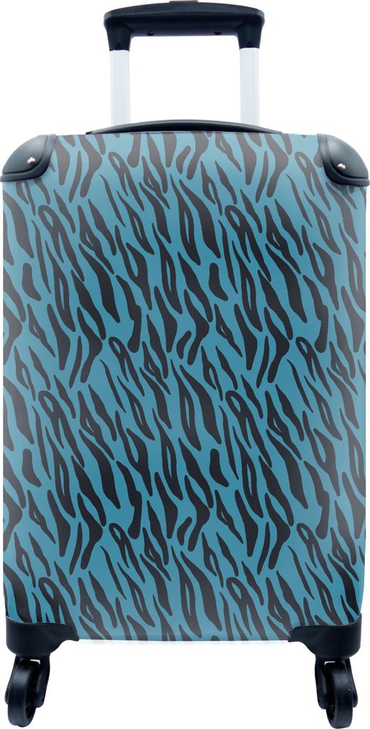 MuchoWow MuchoWow Koffer Handgepäck Trolley Rollkoffer Kleine Reisekoffer mit 4 Rollen - Tiger - Blau - Schwarz - Design - Tiere - Cabin Size ...