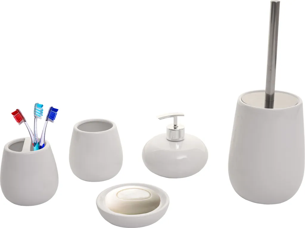 Accessoires de salle de bain complets garniture WC céramique blanche