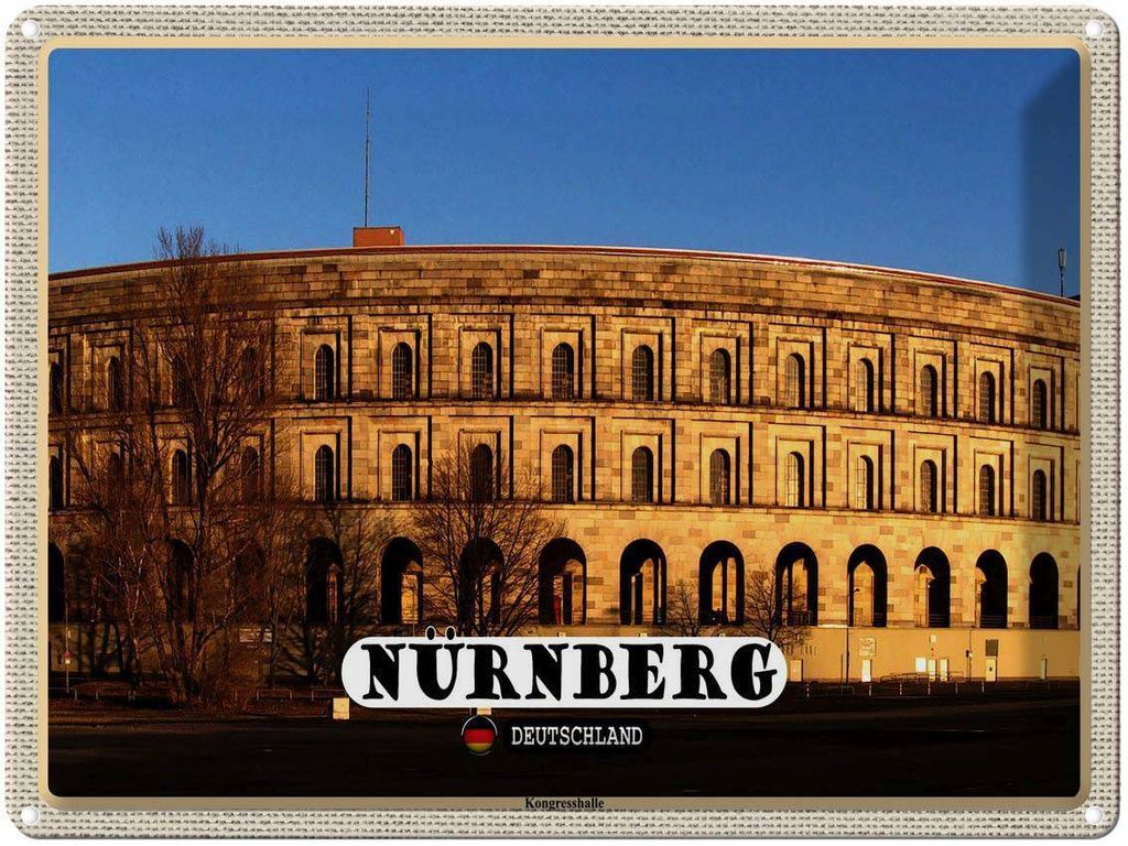 vianmo Blechschild 30x40 cm Nürnberg Kongresshalle Baustill Bildmotiv Reisemotiv Abenteuer Reisen