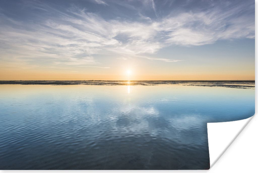 MuchoWow Poster Watteninseln - Wasser - Sonne 120x80 cm - Bilder