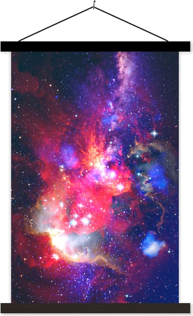 MuchoWow Textilposter Sterne - Weltraum - Rot 120x180 cm mit schwarzem Rahmen - Fotos