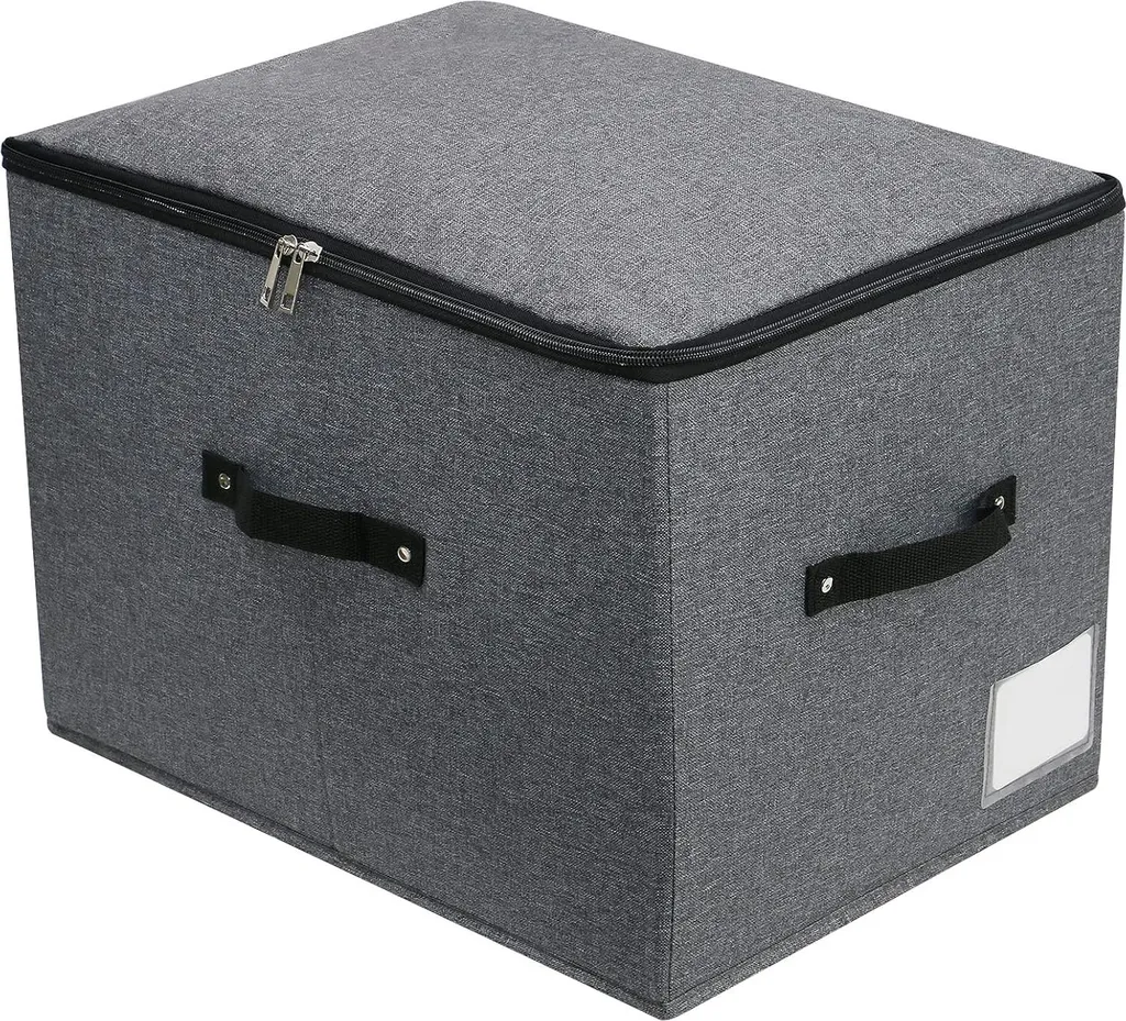 Boîte de rangement pliable grise 43x30x30 cm avec poignées en acier