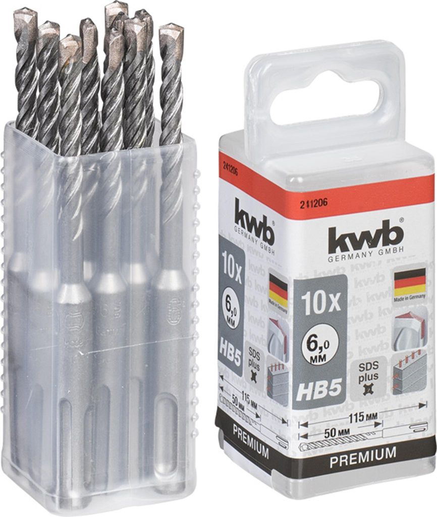 KWB HB5 SDS Plus Hammerbohrer, 115/50 mm, Ø 6 mm, 10 Stück