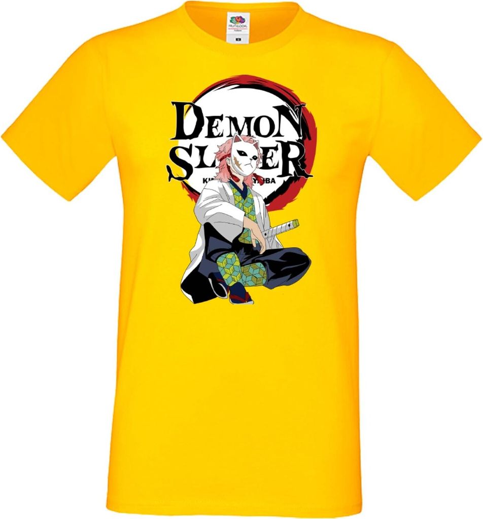 Herren T-Shirt Japan Manga Animation Comics Demon Anime Slayer Sabito Var-022 Sabito, Man M / Gelb