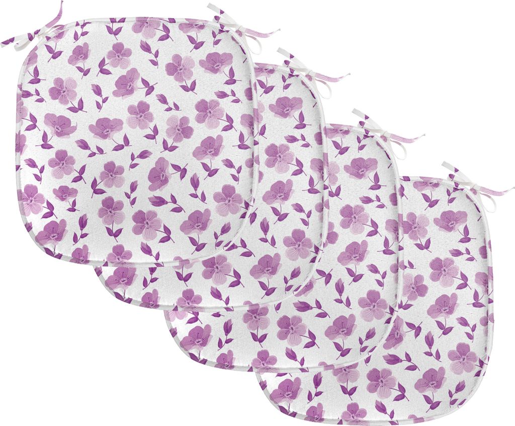 ABAKUHAUS Blume Polster für Esszimmerstühle, Blumenbraut Muster, Dekoratives wasserfestes Kissen mit Riemen für Küchensitze, 40 cm x 40 cm-4er ...