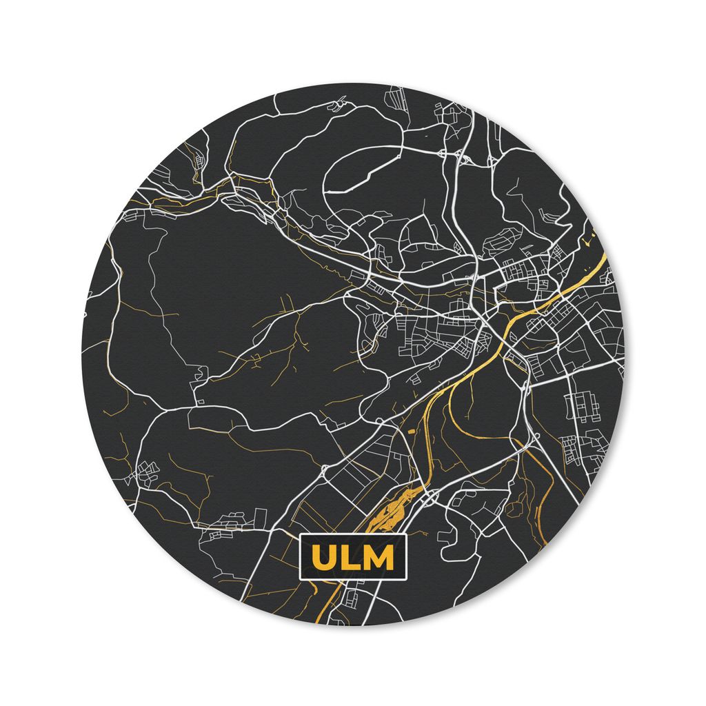 MuchoWow Mauspad Mousepad Ulm - Gold - Stadtplan - Karte - Deutschland 20x20 cm - Mousepads - Maus Mat - Pad - Mausunterlage - Schreibtischmatte
