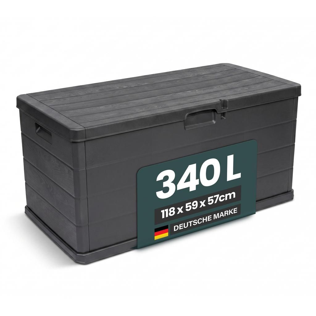 Kreher Kissenbox 340 Liter (Holz Optik) in Anthrazit