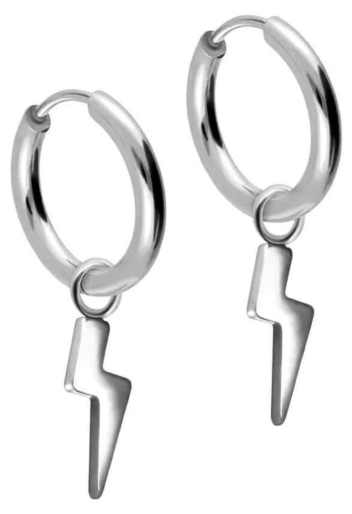 Chirurgenstahl Ohrclicker Creolen BLITZ Silber Innendurchmesser: 10mm + Designstärke: 2mm