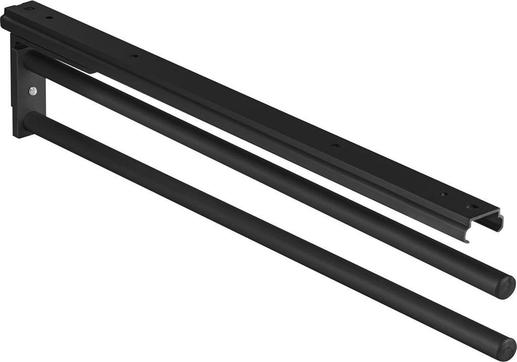 Handtuchhalter, ausziehbar mit 2 Armen, 1 Stück, Länge 465 mm, schwarz, für Badezimmer und Küchenschrank, 90 Grad